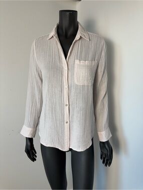 244. Rails Ellis Shirt Petal 100% Cotton Gauze Light Pink Button-Up Shirt